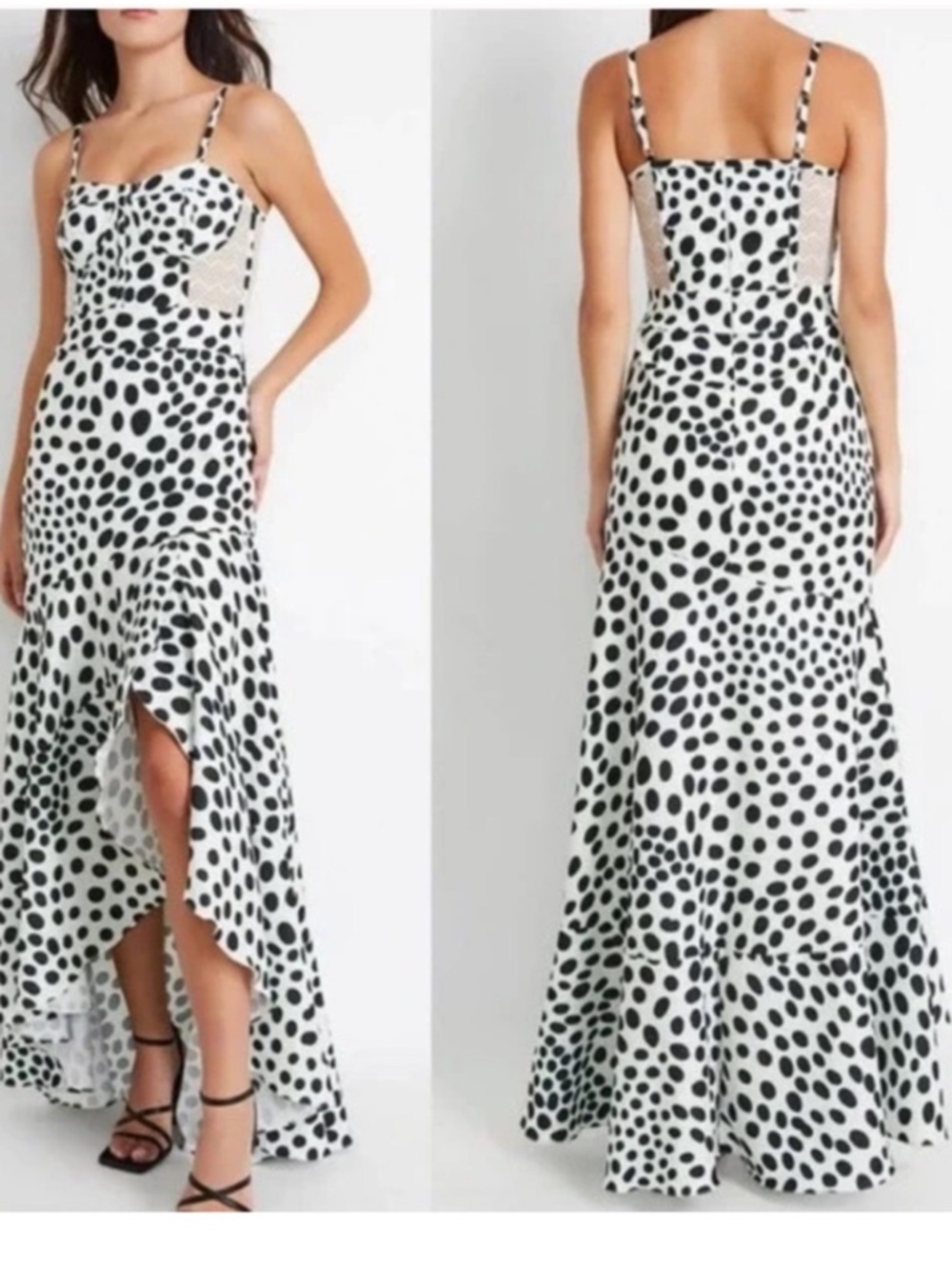 PATBO Bossa Lace Trim Dress White/Black Sz 4